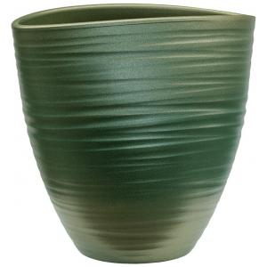 Planter Groove Ovaal Turin Stone Pearl Green 17x26 cm groene ovale planter voor binnen