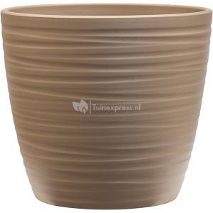 Pot Groove Couple Boston Greybeige 22x20 cm beige ronde bloempot voor binnen