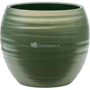 Pot Groove Globe Cannes Stone Pearl Green 15x13 cm groene ronde bloempot voor binnen