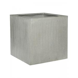 Cube Ridged Vertical Block M Cement 50x50x50 cm vierkante bloempot