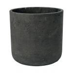 Pot Rough Charlie L Black Washed Fiberclay 24x24 cm zwarte ronde bloempot