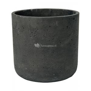 Pot Rough Charlie S Black Washed Fiberclay 15x15 cm zwarte ronde bloempot