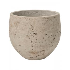 Pot Rough Orb S Grey Washed Fiberclay 18x15 cm grijze ronde bloempot