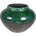 Jar Lindy Green Black donkergroene ronde lage vaas voor binnen 28 cm