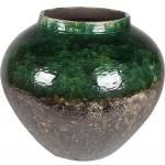 Jar Lindy Green Black donkergroene ronde lage vaas voor binnen 45 cm